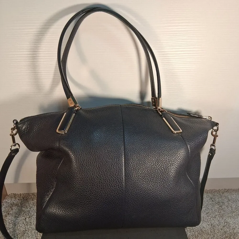 Coach Pebbled  Leather Kelsey Double Handle  & Shoulder Strap Satchel - Picture 2 of 14